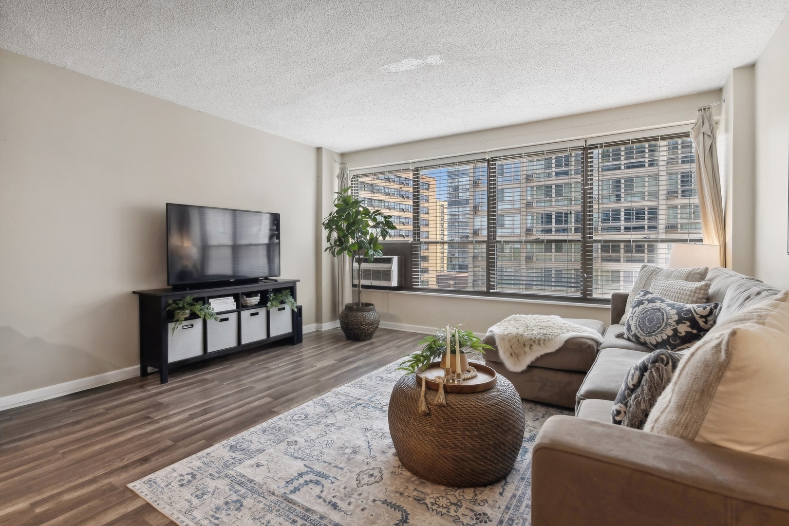 2930 North Sheridan Road, Unit 909 Chicago, IL 60657 - Photo 8 of 17 a living room with furniture and a flat screen tv