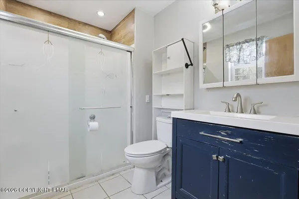 a bathroom with a bathtub