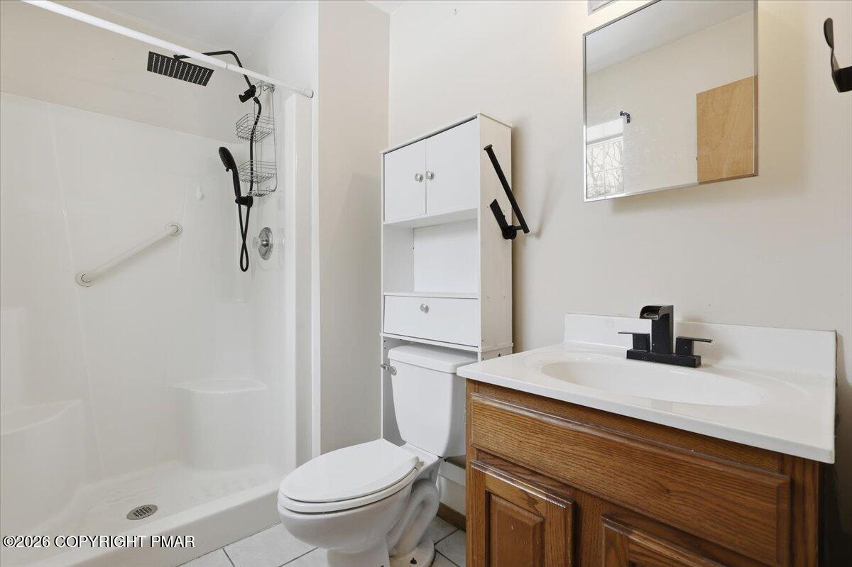 199 Magic Mountain Road Henryville, PA 18332 - Photo 50 of 74 a bathroom with a sink a toilet and shower