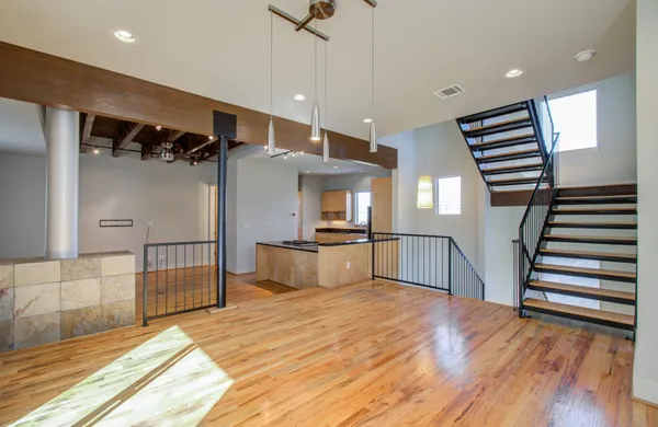 a bedroom with a bed and a walk in closet