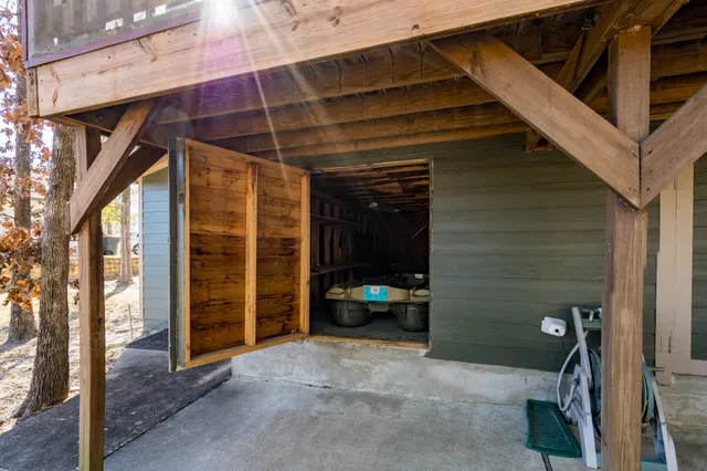 a view of a backyard with wooden floor
