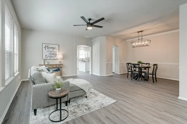 a living room with furniture