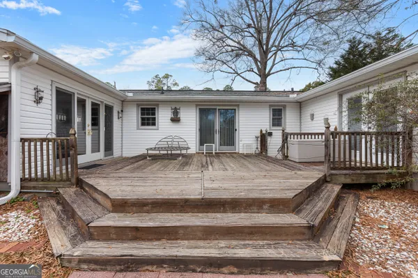 a view of a house with a wooden floor