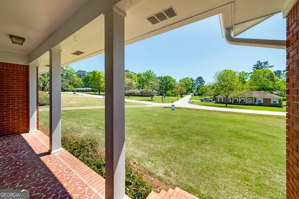 a view of a garden from a windows