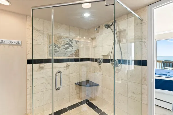 a bathroom with a shower