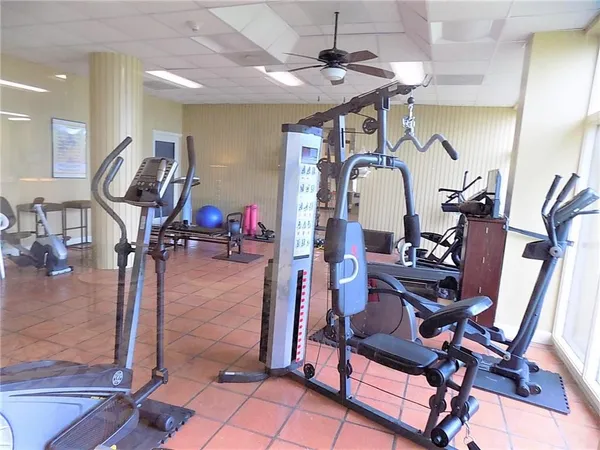 a view of a room with gym equipment