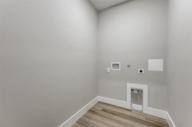 a view of small space with wooden floor