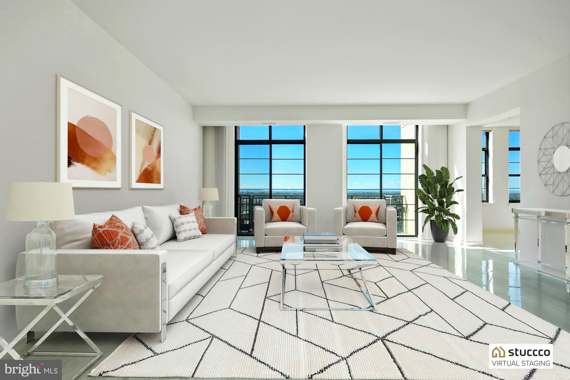 1830 Fountain Drive, Unit 1501 Reston, VA 20190 - Photo 7 of 62 Living Room Virtually Staged in a Different Style