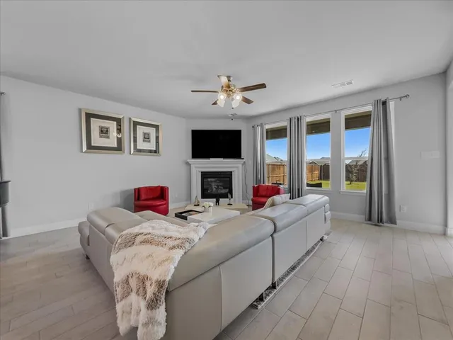 a living room with furniture fireplace and a flat screen tv