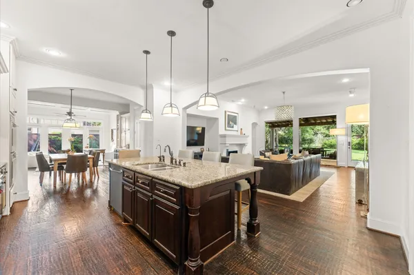 a room with stainless steel appliances lots of counter top space