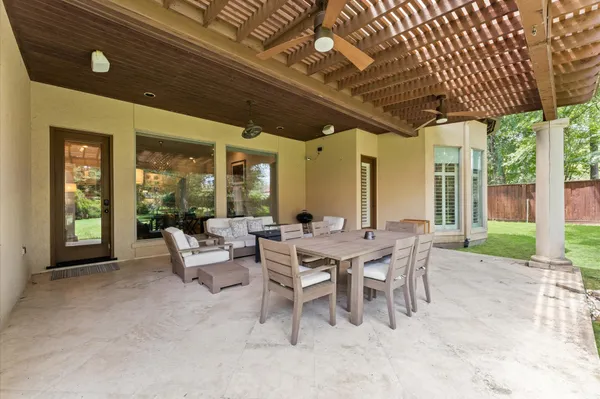 a outdoor space with lots of tables and chairs