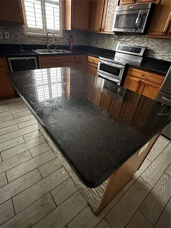 a close view of kitchen appliances