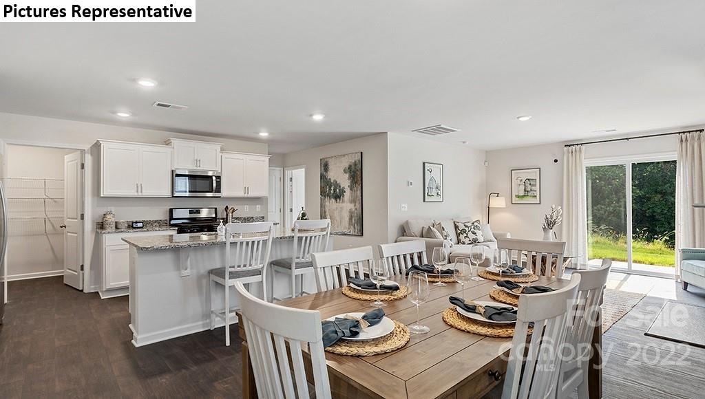 5018 Fandango Road York, SC 29745 - Photo 5 of 29 a open dining room with stainless steel appliances kitchen island granite countertop a dining table chairs and a refrigerator