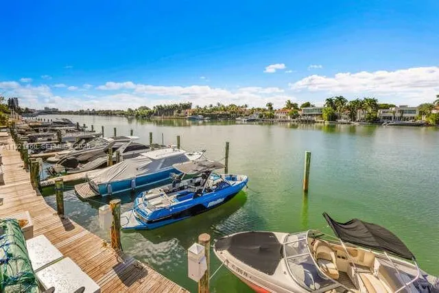 a view of a lake with a city