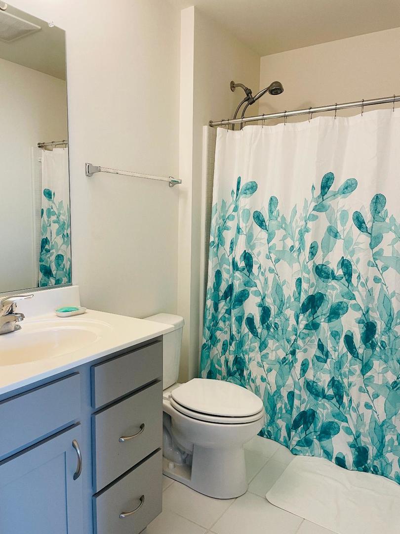 48 Grey Wolf Drive Wheeling, IL 60090 - Photo 13 of 23 a bathroom with a sink a toilet and shower curtain