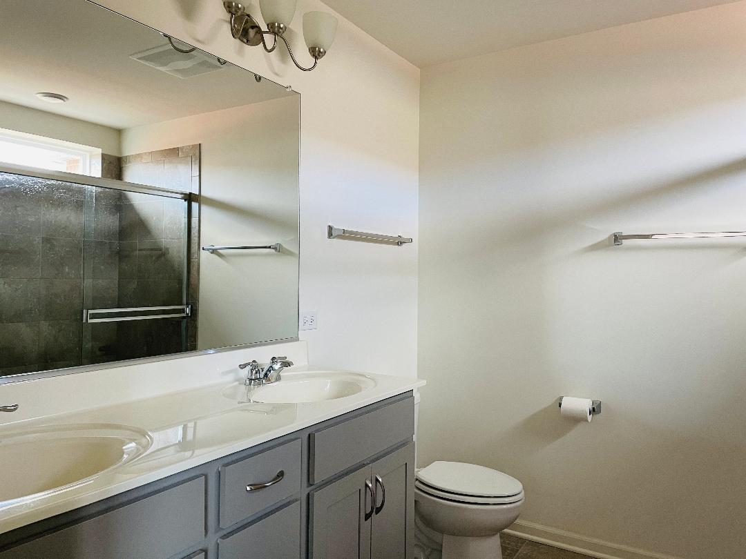 48 Grey Wolf Drive Wheeling, IL 60090 - Photo 16 of 23 a bathroom with a sink a toilet a shower and a mirror