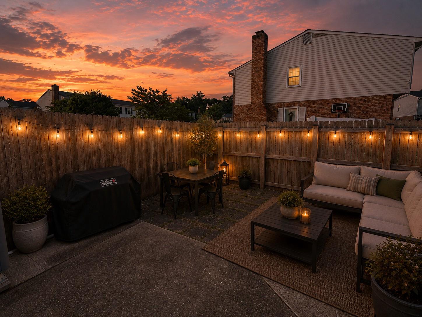 813 Thimbleberry Road, Unit 813 Baltimore, MD 21220 - Photo 28 of 32 Virtual stage: Charming patio under a sunset glow.