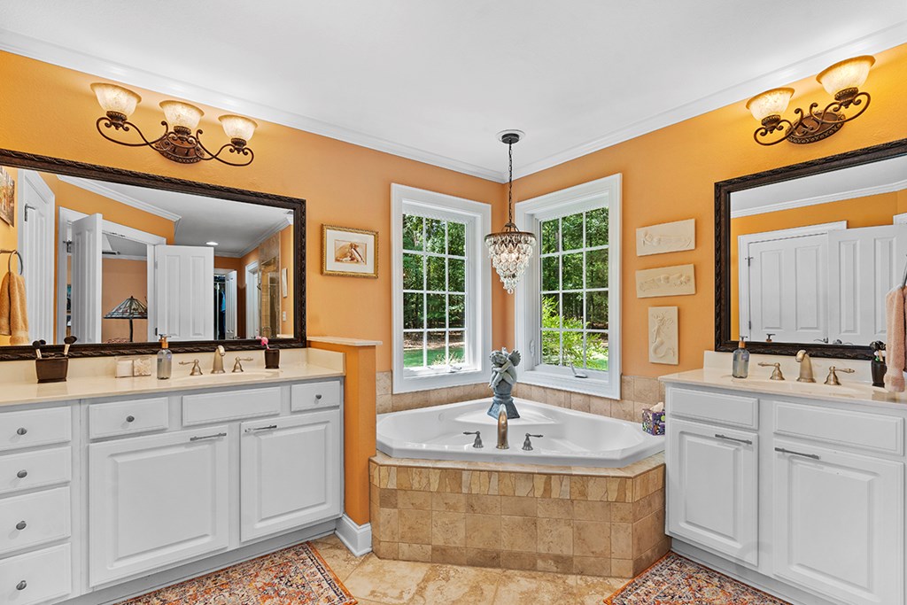 337 Compass Point Ninety Six, SC 29666 - Photo 17 of 43 a large bathroom with a tub a sink and mirror