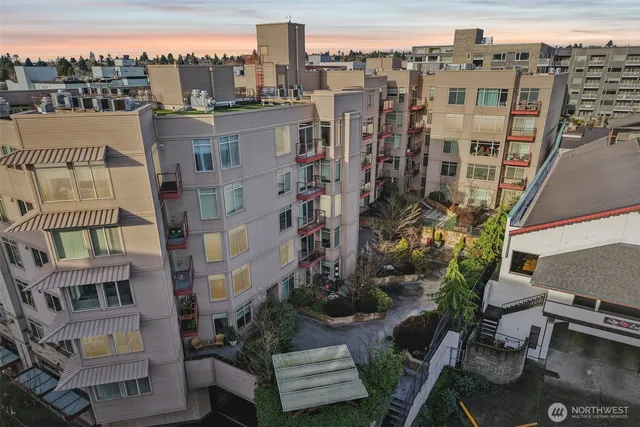 a view of a city with tall buildings