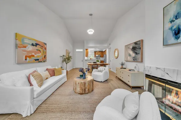 a living room with furniture