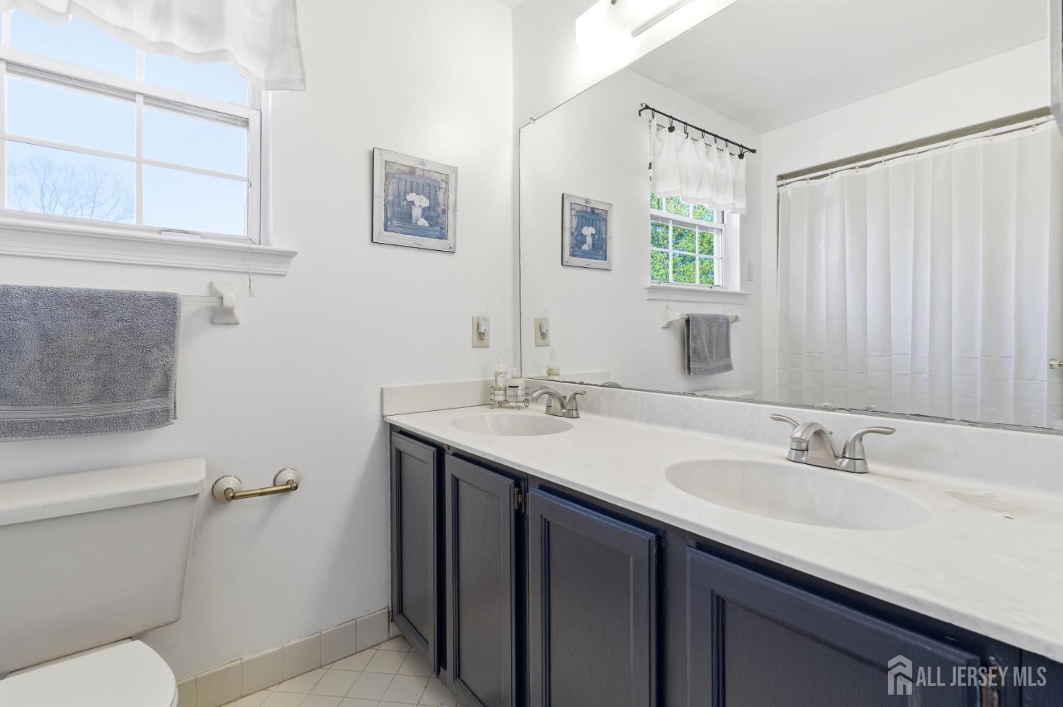 6 Shoshoni Way Somerville, NJ 08876 - Photo 35 of 52 a bathroom with 2 sink and a mirror