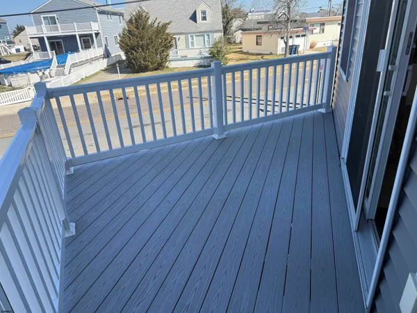 a view of wooden balcony