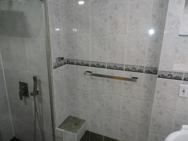 a bathroom with a shower