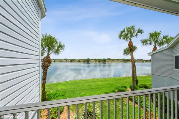 a view of lake from a balcony