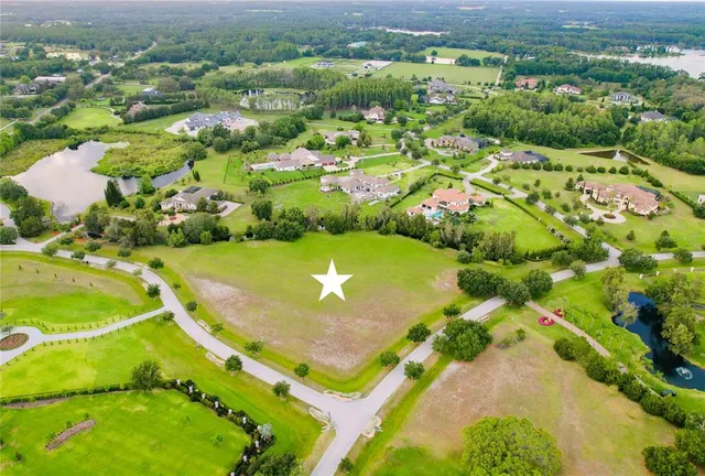 an aerial view of residential houses with outdoor space and city view