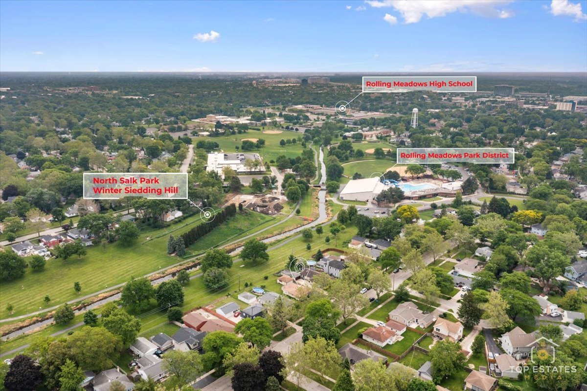 3604 Owl Drive Rolling Meadows, IL 60008 - Photo 43 of 43 an aerial view of residential houses with outdoor space and trees