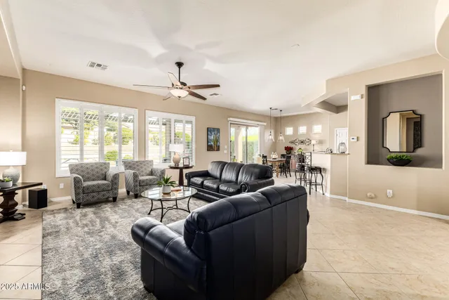 a living room with furniture