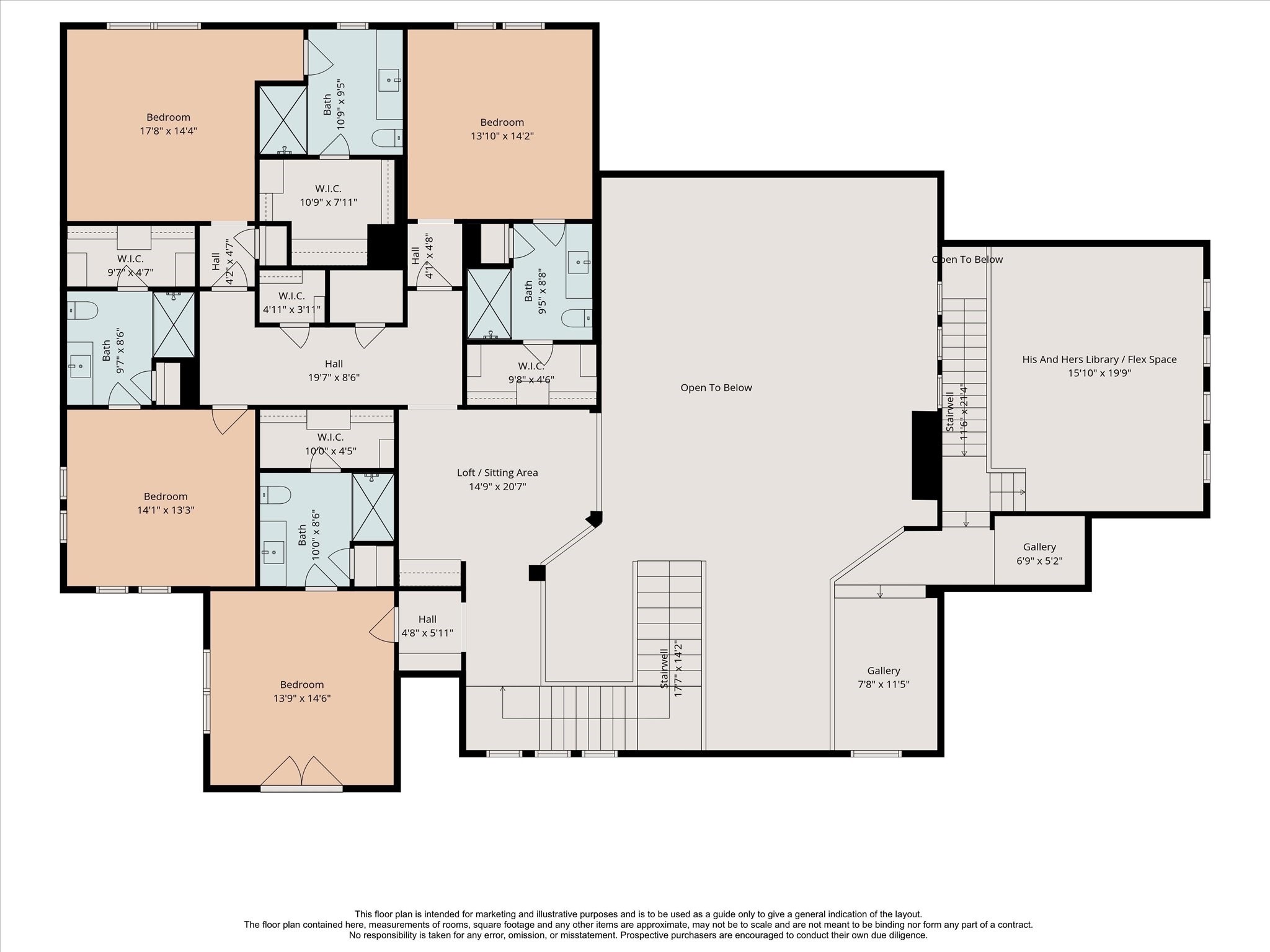 318 Knipp Road Houston, TX 77024 - Photo 32 of 32 Well-designed second-floor plan featuing separate north and south wings, two staircases, four ensuite secondary bedrooms, spacious gathering areas, and exceptional privacy for family and guests.