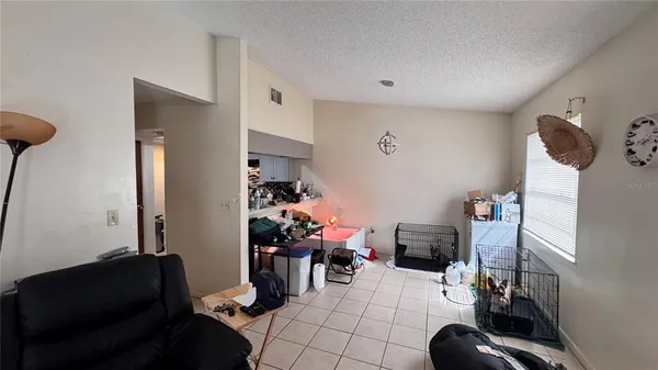 a room with furniture and a potted plant