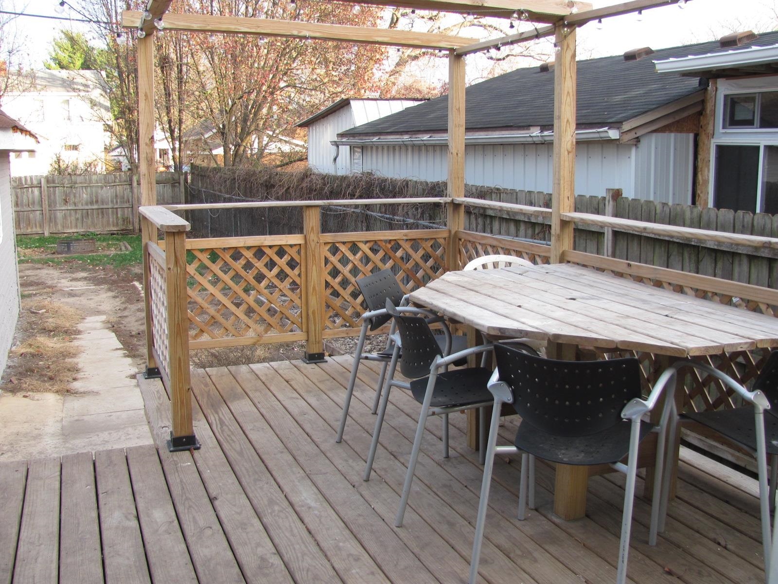 1817 Ridge Avenue Rockford, IL 61103 - Photo 37 of 48 a view of a roof deck with table and chairs a barbeque with wooden floor and fence