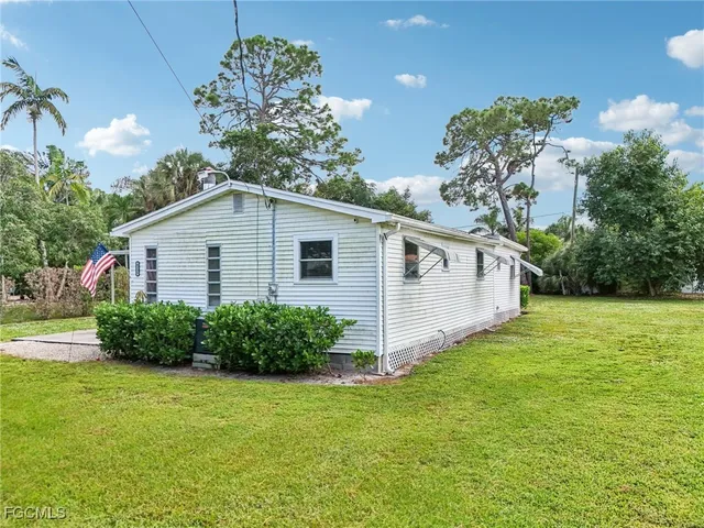 a view of a backyard with plants and a garden
