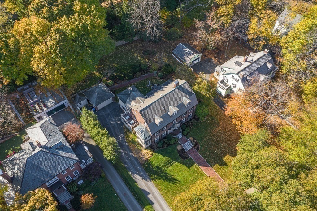106 Clinton Road Brookline, MA 02445 - Photo 31 of 42 an aerial view of residential house with outdoor space and swimming pool