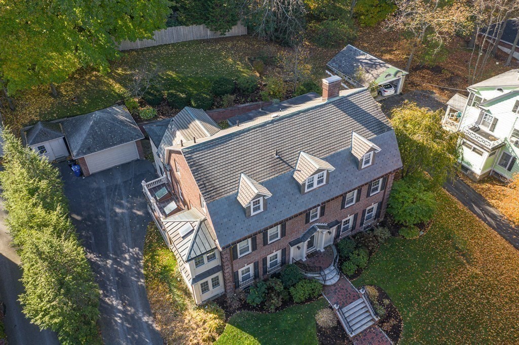 106 Clinton Road Brookline, MA 02445 - Photo 32 of 42 an aerial view of a house with outdoor space and street view
