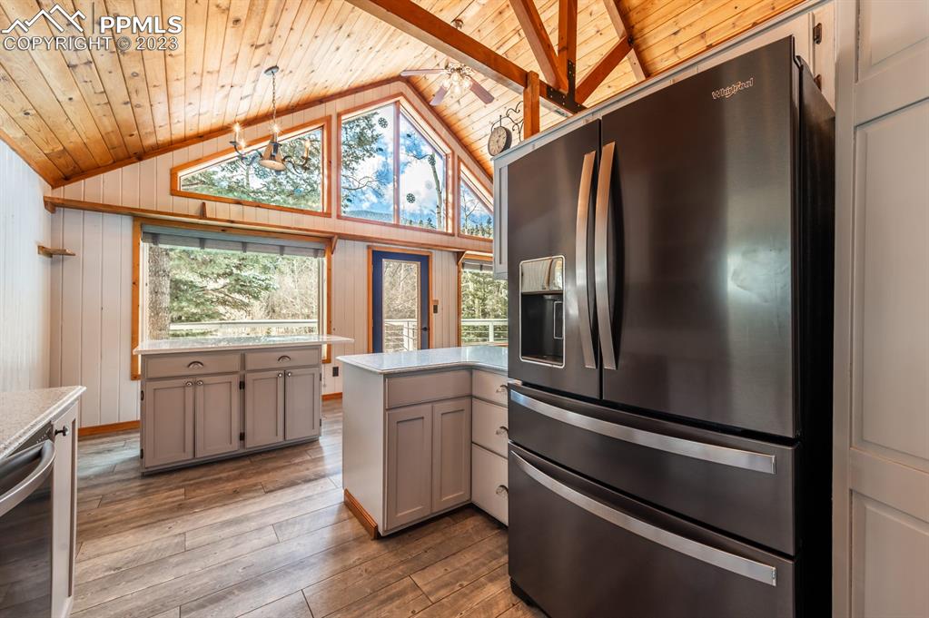 38 Wetmore Drive Rye, CO 81069 - Photo 14 of 49 a kitchen with stainless steel appliances a refrigerator and stove