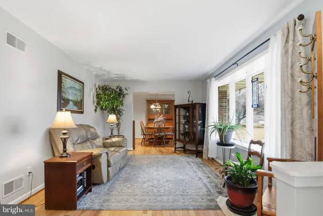 a fireplace with a rug