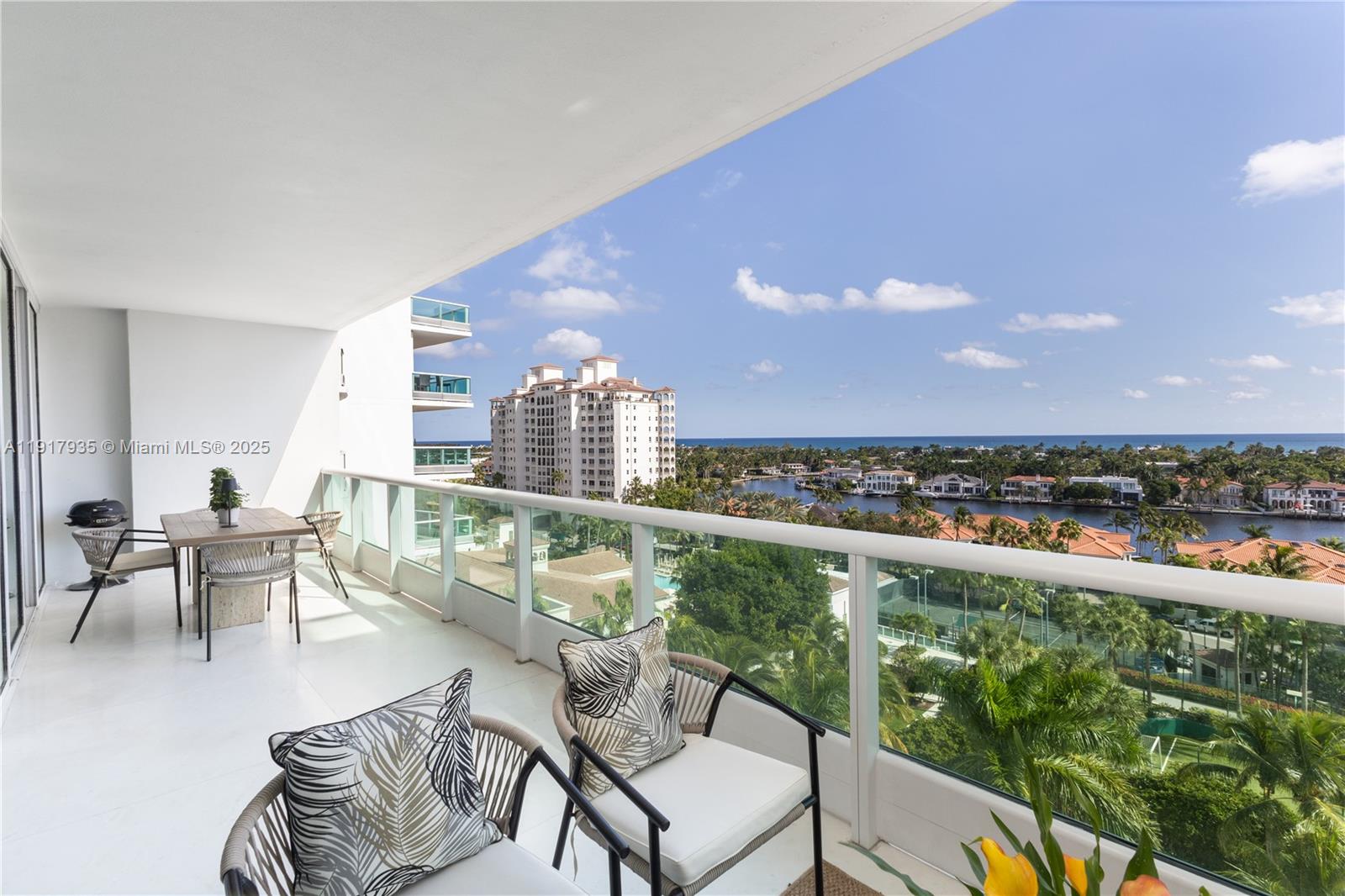 19955 Northeast 38th Court, Unit 1103 Aventura, FL 33180 - Photo 34 of 43 a balcony with furniture and city view