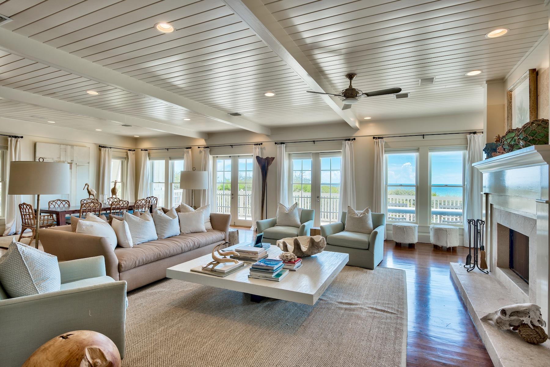 369 Old Beach Road Santa Rosa Beach, FL 32459 - Photo 3 of 50 a living room with furniture fireplace and a large window
