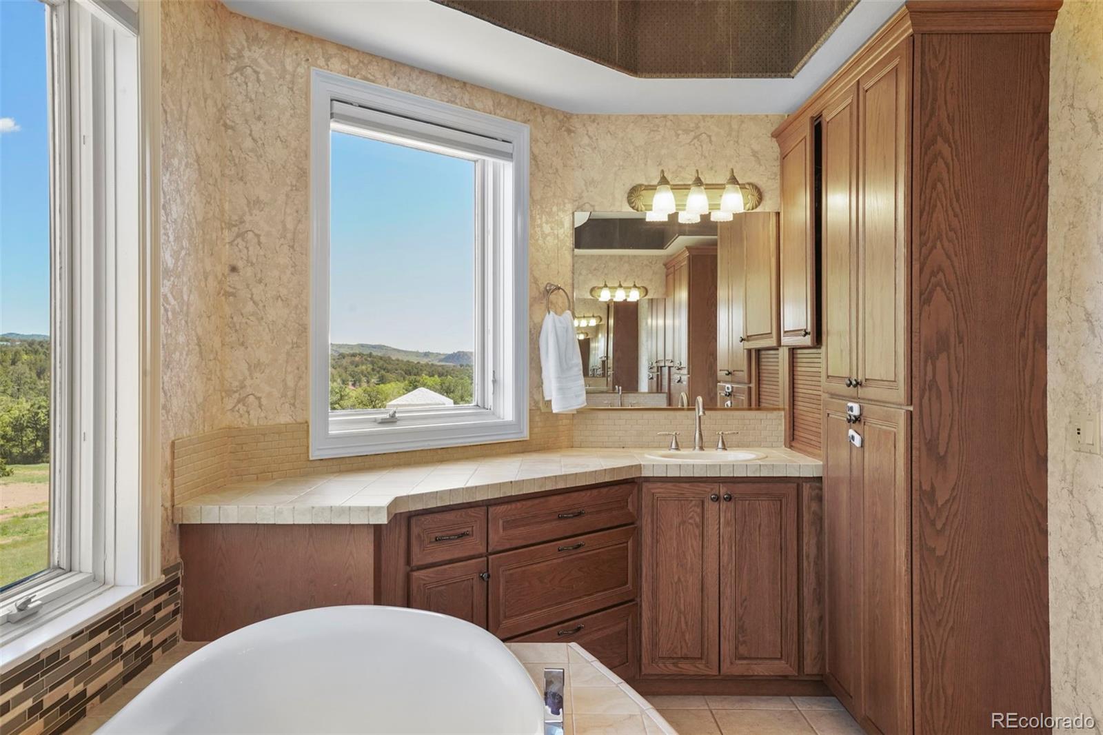 15010 Henry Ride Heights Colorado Springs, CO 80926 - Photo 15 of 50 a bathroom with a sink a toilet and a mirror