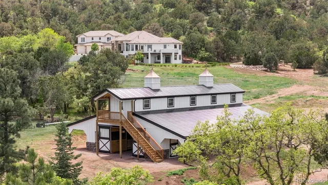 an aerial view of a house
