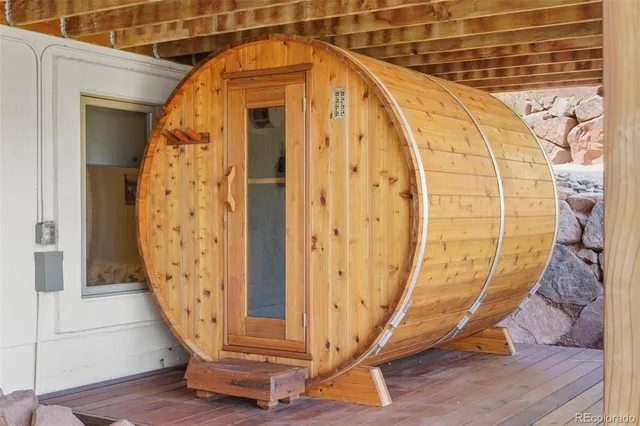 a view of entryway with wooden floor