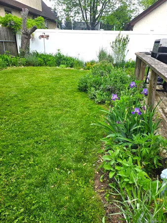 a backyard of a house with lots of green space