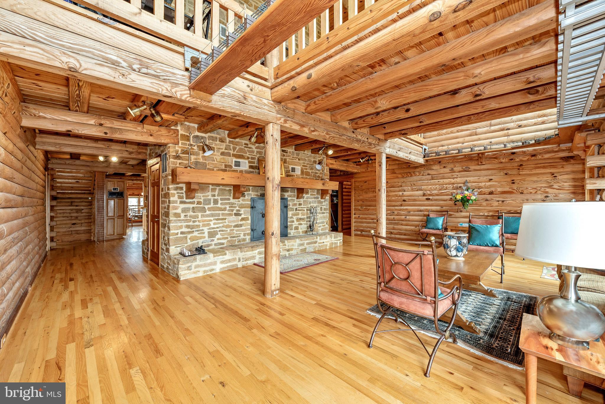 Stone fireplace