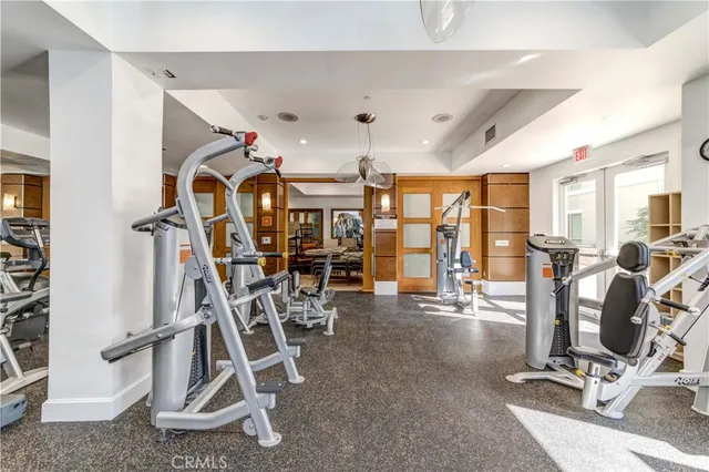 a view of a room with gym equipment