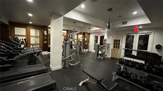 a view of a room with gym equipment