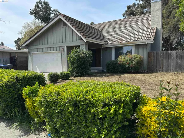 a front view of a house with a yard and potted plants