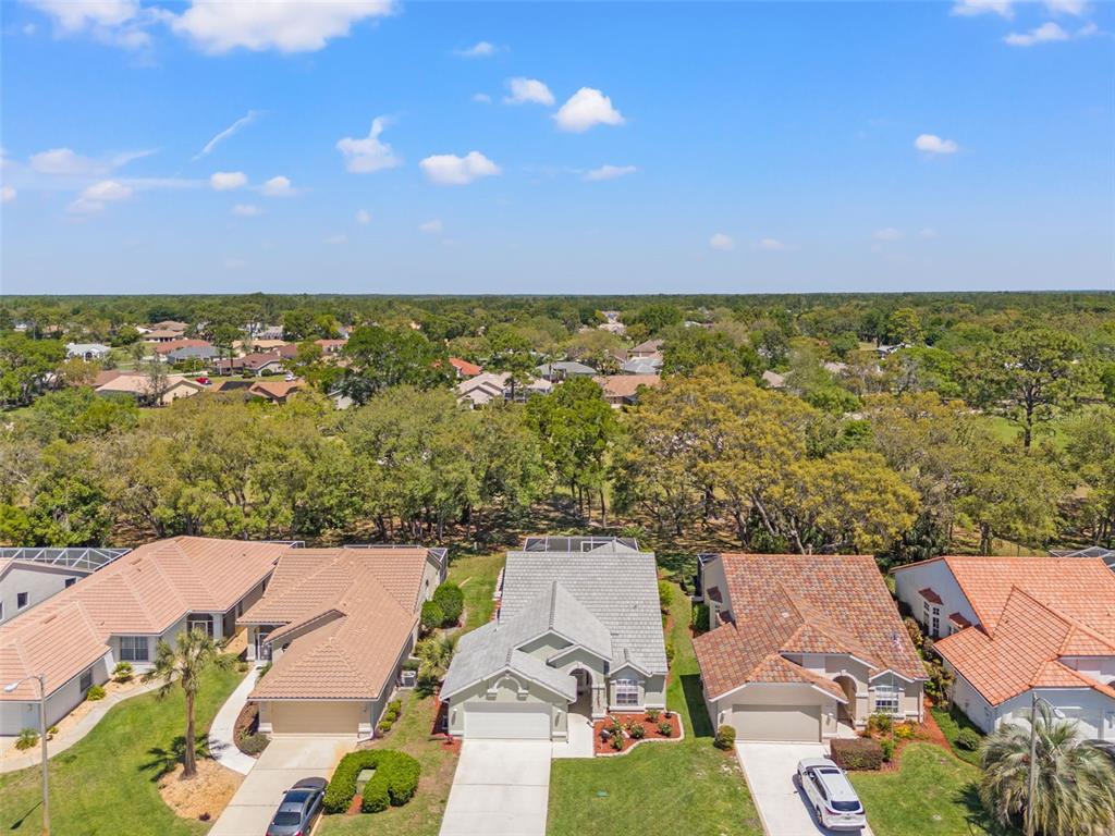 an aerial view of a house with a lake view
